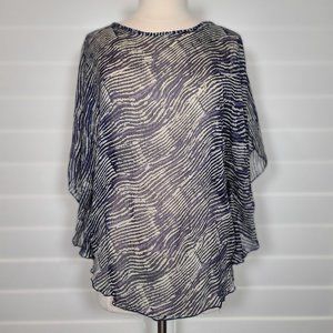 New Hypnotized Bat Wing Zebra Striped Flowy Sheer Blouse, M